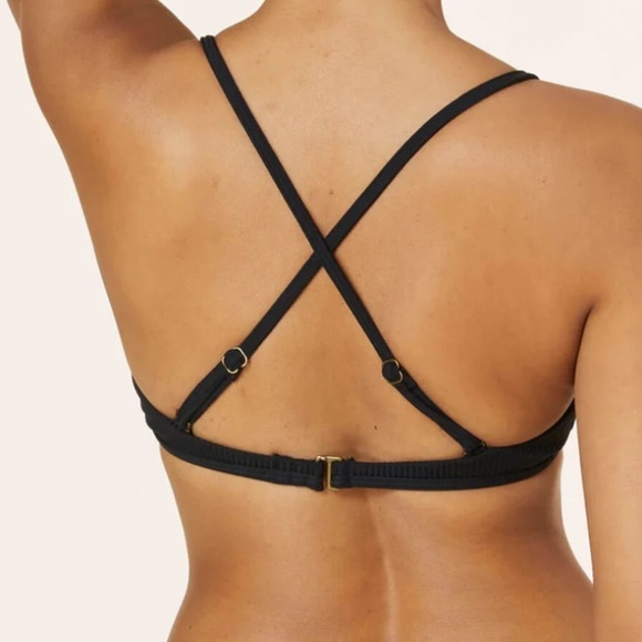 Andie The Valencia Rib Bikini Top Swimsuit Black NWT - Picture 2 of 6